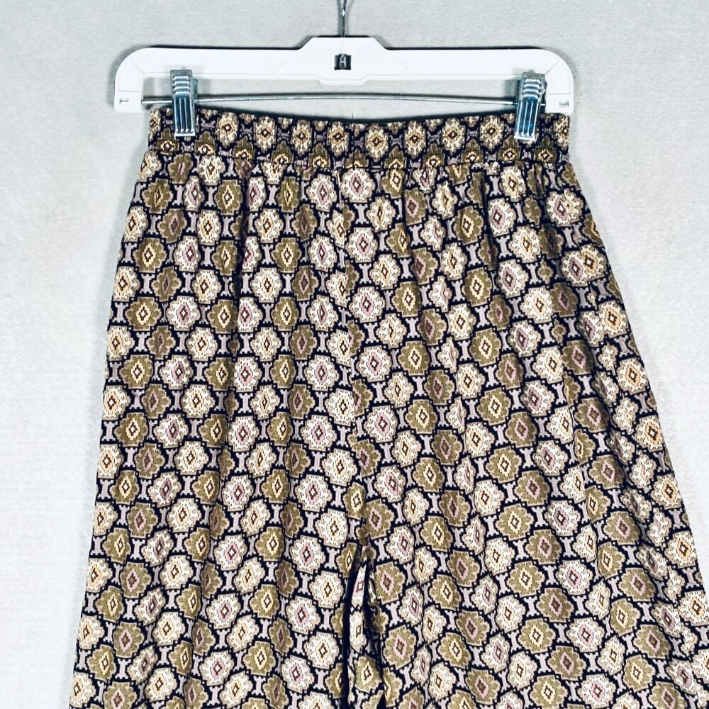 Vintage y2k Cottagecore Pants Womens L Diamond Print Wide Leg Cowgirl Western - Picture 9 of 12
